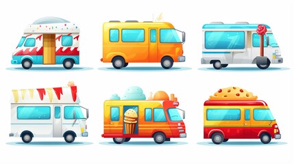 A whimsical illustration of a colorful ice cream truck with a snow cone on top, ready to serve frosty treats