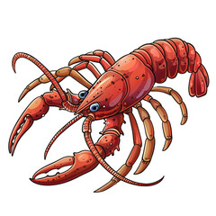 lobster cartoon  isolated on transparent background - Generative AI	