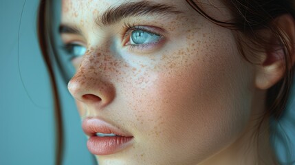 Pimples, freckles, spots, wrinkles, sagging skin in women.