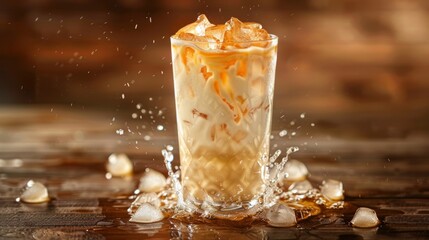 Iced coffee with cascading cream