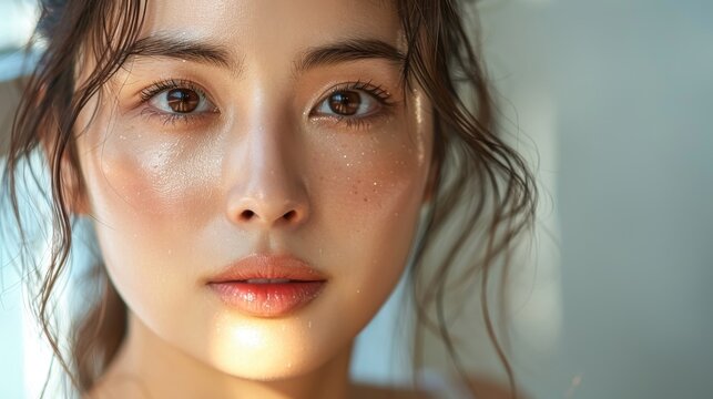 Image of a young Asian woman with a beauty and skin care concept...