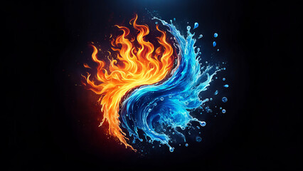 Vibrant Fire Meets Dynamic Water Splash
