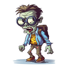 Walking zombie wearing glasses. Vector illustration