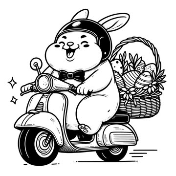 recommend clip art: Bunny and His Egg-Filled Moped
