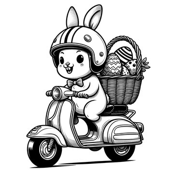 recommend clip art: Bunny on His Moped with Chocolate Treasures