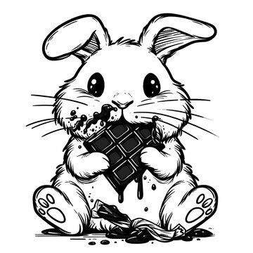 recommend clip art: Bunny Enjoying Chocolate at Easter
