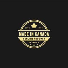 Made In Canada Logo Vector or Made In Canada Seal Vector Isolated. Best made in Canada logo for product packaging design, print design and more about canada product.