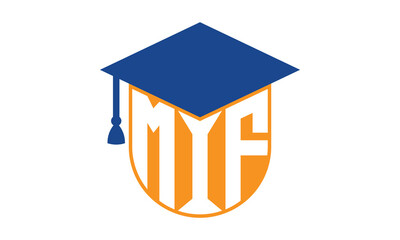 MIF initial letter academic logo design vector template. school college logo, university logo, graduation cap logo, institute logo, educational logo, library logo, teaching logo, book shop, varsity	
