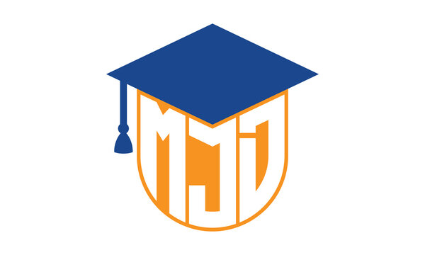 MJD initial letter academic logo design vector template. school college logo, university logo, graduation cap logo, institute logo, educational logo, library logo, teaching logo, book shop, varsity	
