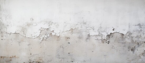 A monochrome photograph capturing the texture of a white wall with peeling paint, creating a frozen winter landscape in the city - obrazy, fototapety, plakaty