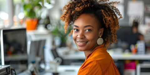 Portrait of a Successful Businesswoman Working in a Modern Office. Concept Corporate Portraits, Professional Businesswoman, Modern Office Environment, Success and Achievement, Entrepreneurial Success - obrazy, fototapety, plakaty