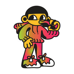 A man drinks water from a bottle vector