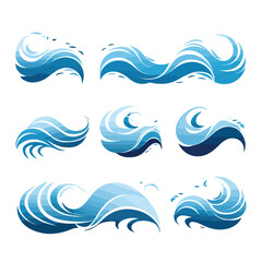 Water waves design elements vector logo template fl