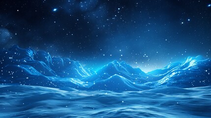 A dazzling digital creation where gleaming stars turn the night sea into a mesmerizing expanse of light and color