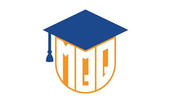 MQQ initial letter academic logo design vector template. school college logo, university logo, graduation cap logo, institute logo, educational logo, library logo, teaching logo, book shop, varsity	
