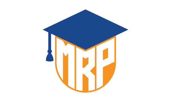 MRP initial letter academic logo design vector template. school college logo, university logo, graduation cap logo, institute logo, educational logo, library logo, teaching logo, book shop, varsity	
