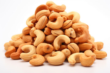 A pile of cashew nuts isolated on white background. Package design element