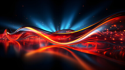 Fire red plazma motion lines. Car light trail effect illustration. Abstract laser beams - obrazy, fototapety, plakaty