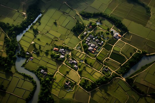 arial view of a rular development