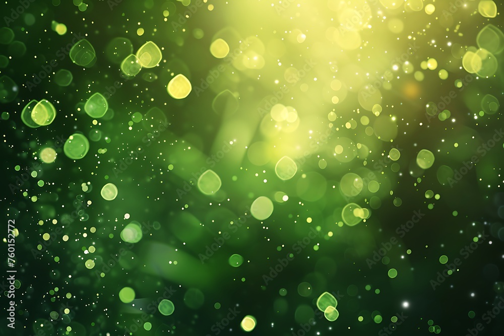 Wall mural green tech particle bokeh background.