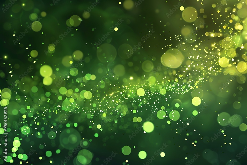 Wall mural green tech particle bokeh background.
