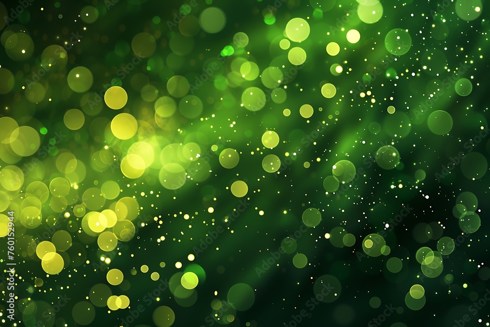 Wall mural green tech particle bokeh background.