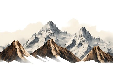 majestic mountains peaks with snow capped summits - obrazy, fototapety, plakaty