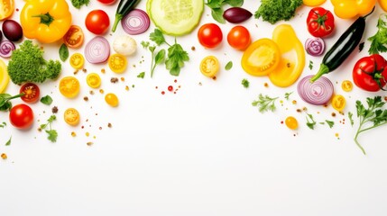 A neatly arranged selection of colorful salad ingredients, evoking freshness and healthy eating habits