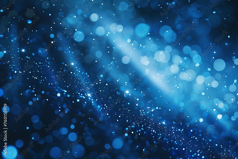 Wall mural blue tech particle bokeh background.