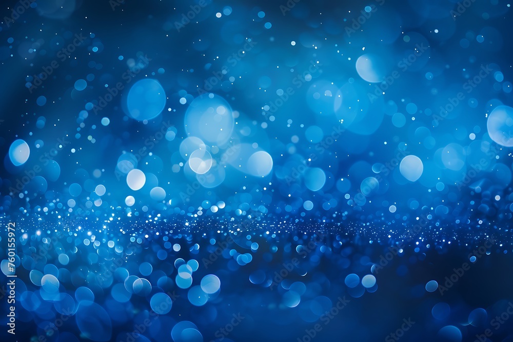Wall mural blue tech particle bokeh background.