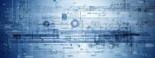 Wide Angle Mechanical Engineering Blueprints