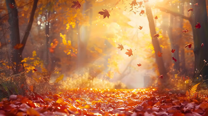 Obraz na płótnie Canvas Beautiful autumn background, autumn forest wallpaper, cozy nature