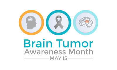 Brain Cancer awareness month is observed each year in May. That s supporting and awaring people illness of brain tumor. Vector illustration.