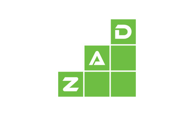 ZAD initial letter financial logo design vector template. economics, growth, meter, range, profit, loan, graph, finance, benefits, economic, increase, arrow up, grade, grew up, topper, company, scale - obrazy, fototapety, plakaty