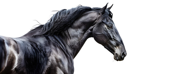 Black Horse Isolated on a White Background