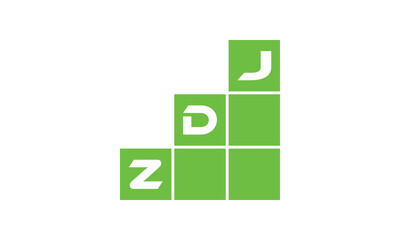 ZDJ initial letter financial logo design vector template. economics, growth, meter, range, profit, loan, graph, finance, benefits, economic, increase, arrow up, grade, grew up, topper, company, scale