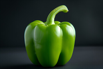 Fresh green bell pepper isolated on dark background
