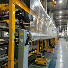 Efficient Packaging: Warehouse with Shrink Wrap Machine - 760165565