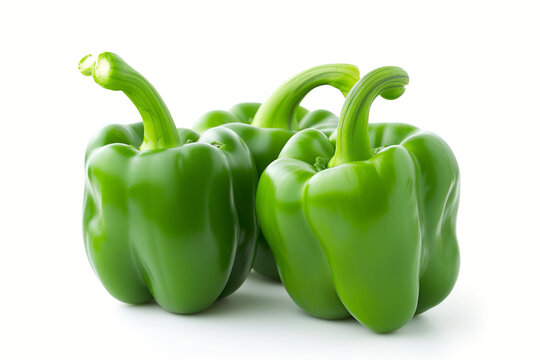 Fresh green bell pepper isolated on White background