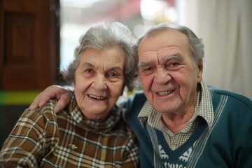 Elderly couple enjoying retirement in care facility