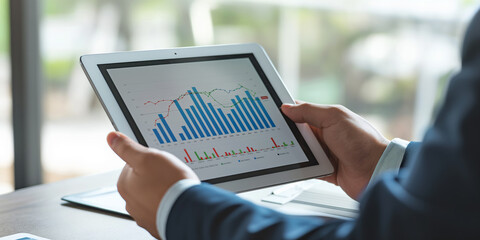 Analyzing Financial Data on Tablet - Corporate Environment