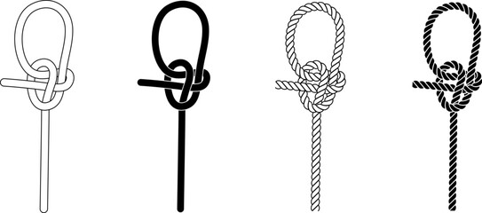 Eskimo bowline rope knot icon set