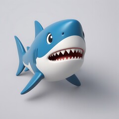 Shark 3D sticker vector Emoji icon illustration, funny little animals, shark on a white background