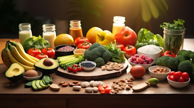 Vibrant spread of fresh fruits and vegetables, well-suited for nutrition and health-related content, emphasizes healthy eating and lifestyle
