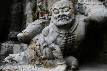 Fototapeta na wymiar Fengxian Temple The Biggest Cave Of Longmen Grottoes Luoyang Henan China
