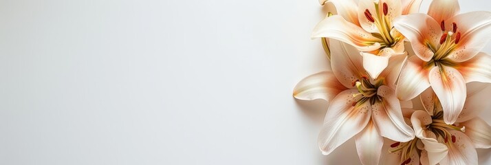 Funeral lily on white backdrop with spacious area for accommodating text placement