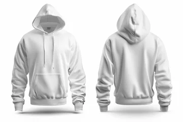 Fotobehang Men's white blank hoodie template,from two sides, for your design mockup for print, isolated on white background 22 © MUS_GRAPHIC
