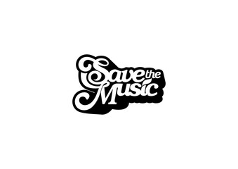 illustration of a Save the Music black and white 