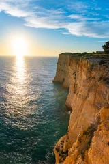 Photo sur Plexiglas Plage de Marinha, Algarve, Portugal Natural caves and beach, Algarve Portugal. Rock cliff arches of Seven Hanging Valleys and turquoise sea water on coast of Portugal in Algarve region