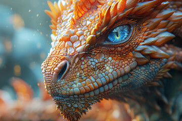 Fototapeta premium A whimsical and enchanting image featuring a magical creature from a fairy-tale world, a small and mystical dragon.